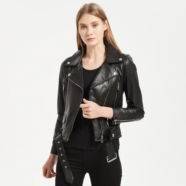 Blouson cuir femme fashion moto Éternel Prestige