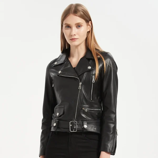 Blouson cuir femme fashion moto Éternel Prestige