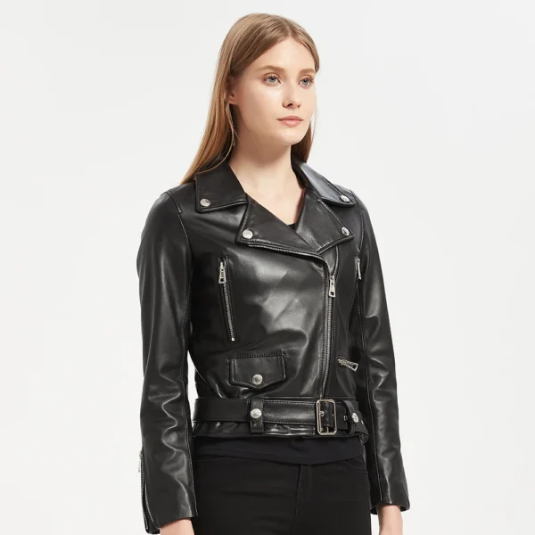 Blouson cuir femme fashion moto Éternel Prestige