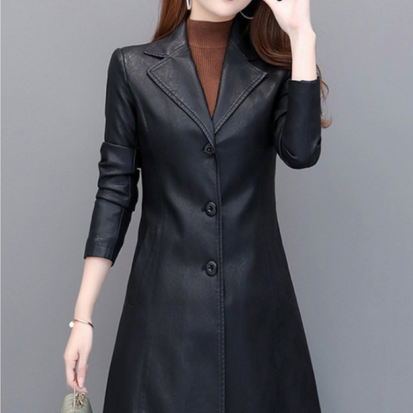 Manteau cuir femme noir Éternel prestige