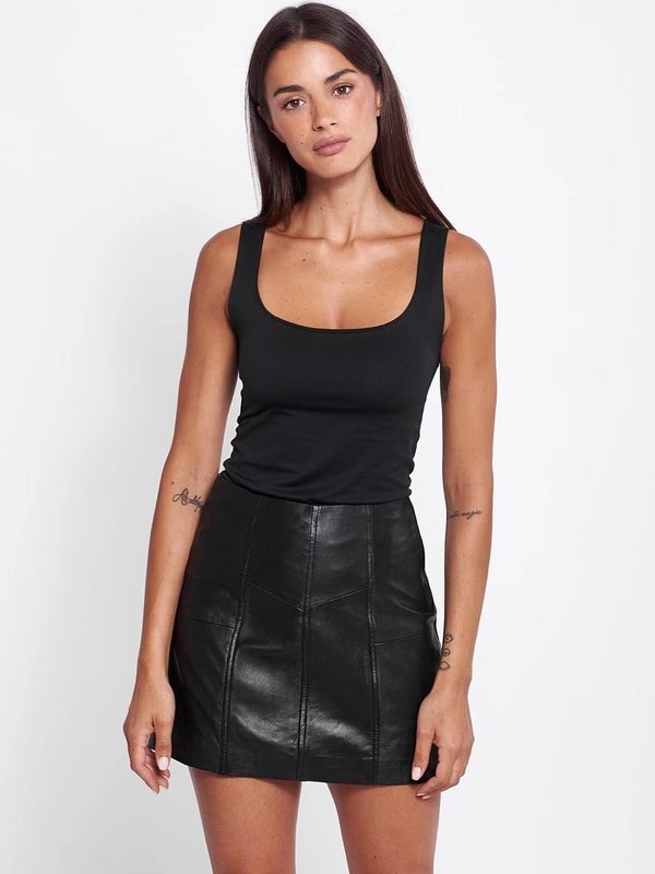 Jupe en cuir noir pour femme Éternel Prestige