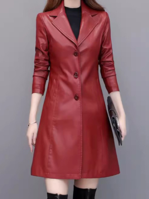 Manteau cuir femme rouge Éternel prestige