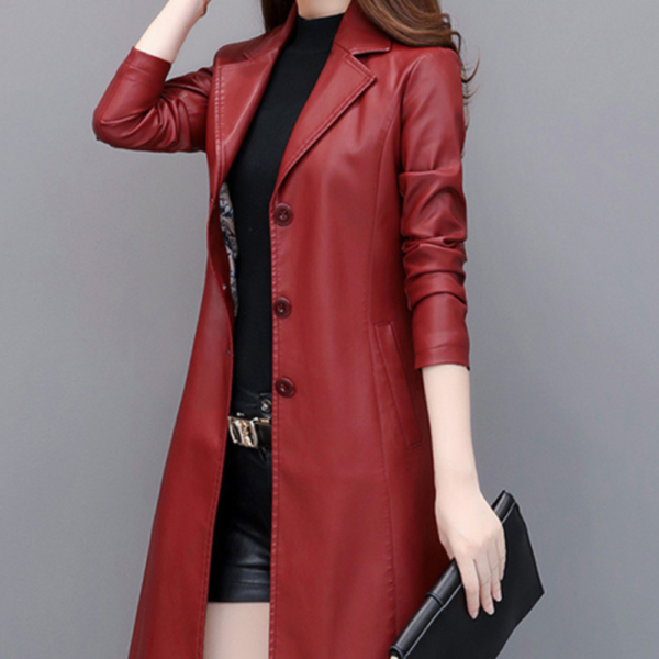 Manteau cuir femme rouge Éternel prestige