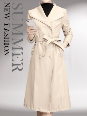 Manteau cuir femme beige Éternel prestige