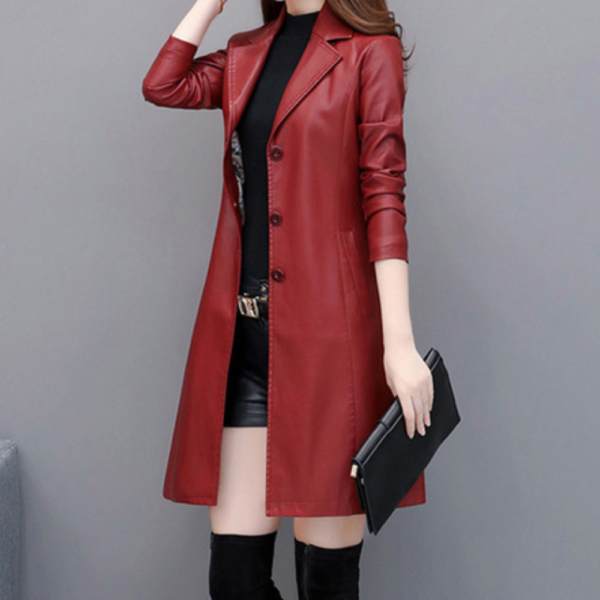 Manteau cuir femme rouge Éternel prestige