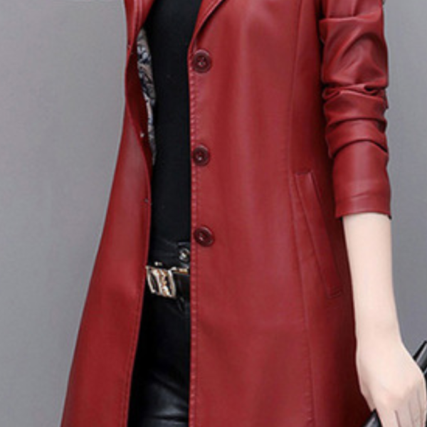 Manteau cuir femme rouge Éternel prestige