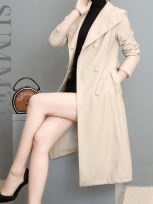 Manteau cuir femme beige Éternel prestige