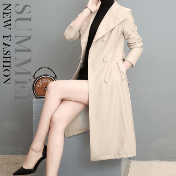 Manteau cuir femme beige Éternel prestige