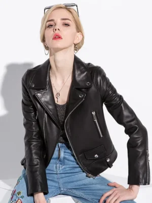 Blouson cuir femme fashion moto Éternel Prestige